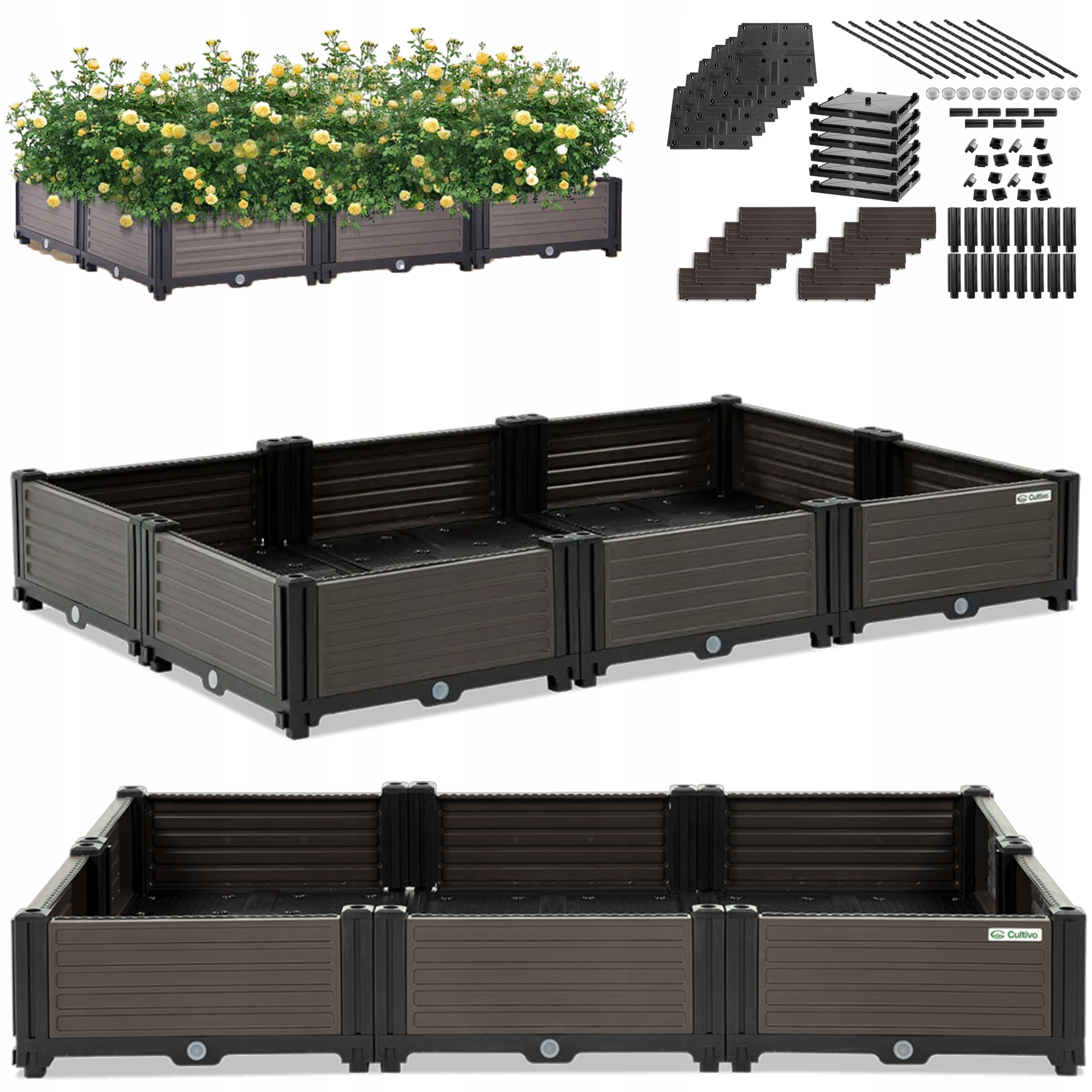 Zeleninový Záhon Pestovateľský box na balkón, na zeleninu, kvety, 123x82cm Cultivo