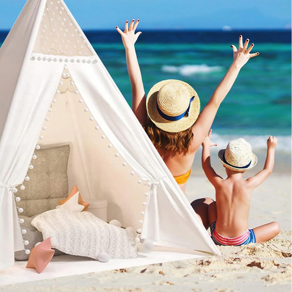 Vaikiška palapinė Tipi su kilimėliu 120x120 cm, puikiai tinkanti mažyliams, dovanų pakuotė, originali būsena