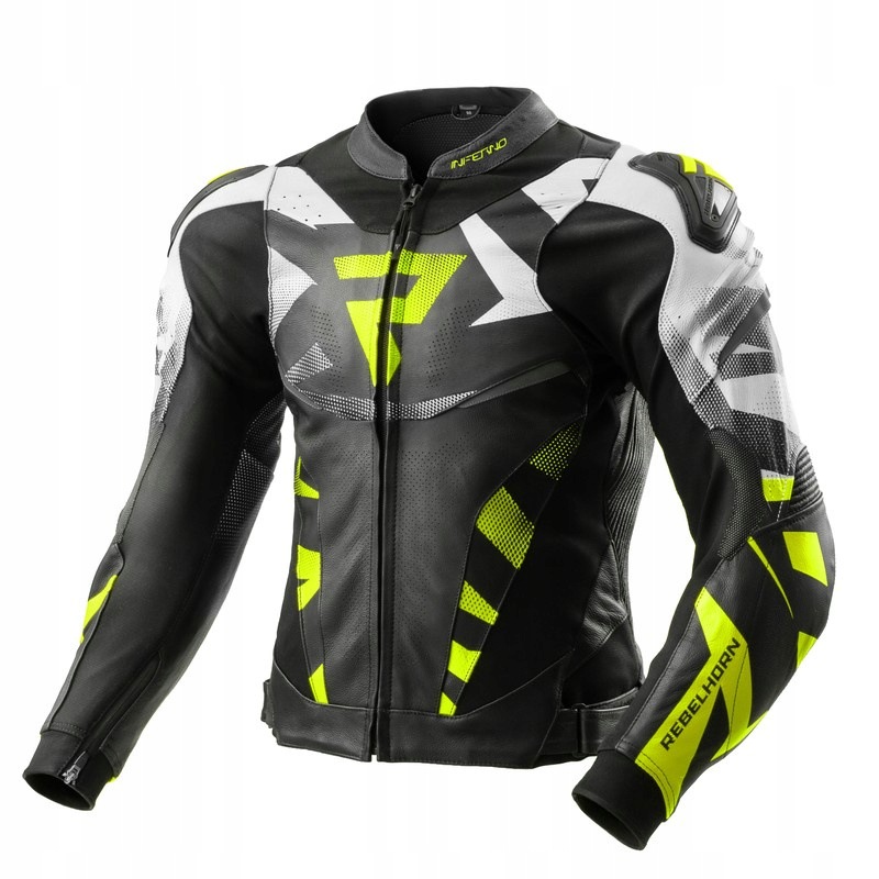 Motocyklová bunda Rebelhorn Inferno Black White Fluo Yellow veľ.52