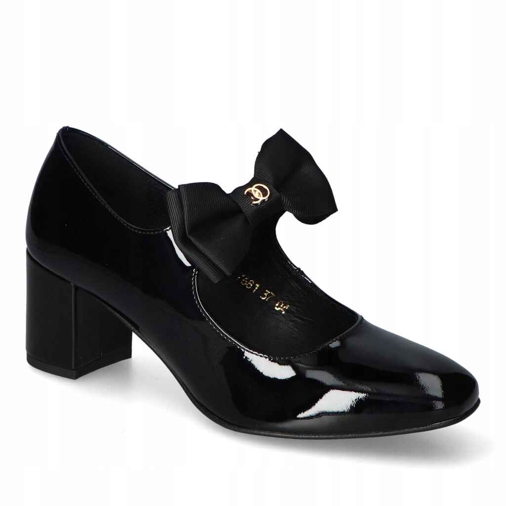 Dámské polobotky Gamis Černé kožené laky s mašličkou 36