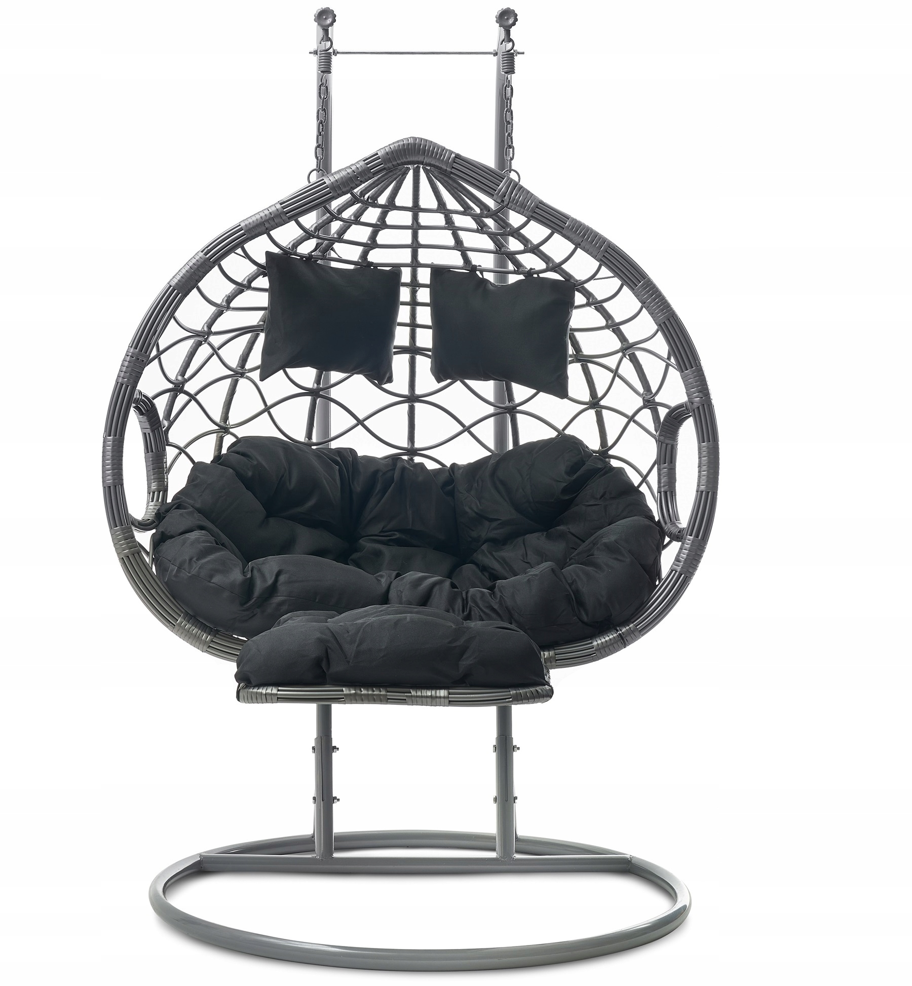 HUŚTAWKA FOTEL WISZĄCY Z PODNÓŻKIEM KOSZ SZARY Styl nowoczesny