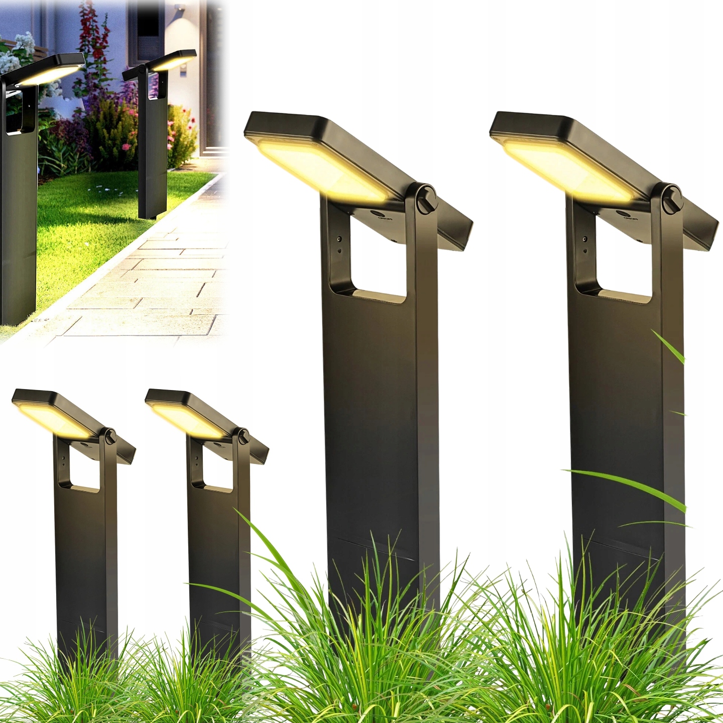 4ks Solární Zahradní Lampa Led Zapichovací sloupek Snímač soumraku