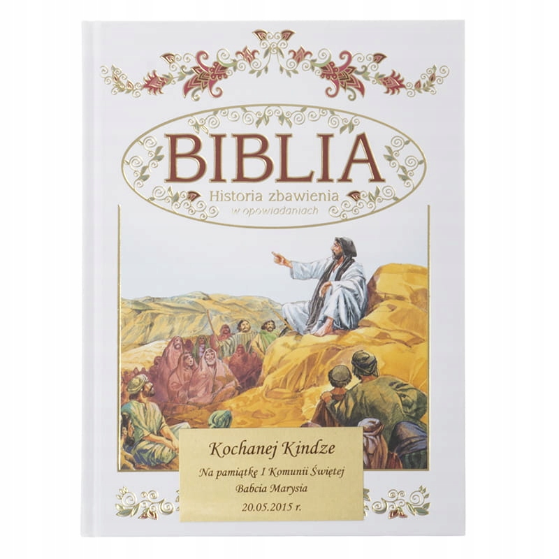 BIBLIA DLA DZIECI w etui PAMIĄTKA KOMUNII CHRZTU Liczba stron 252