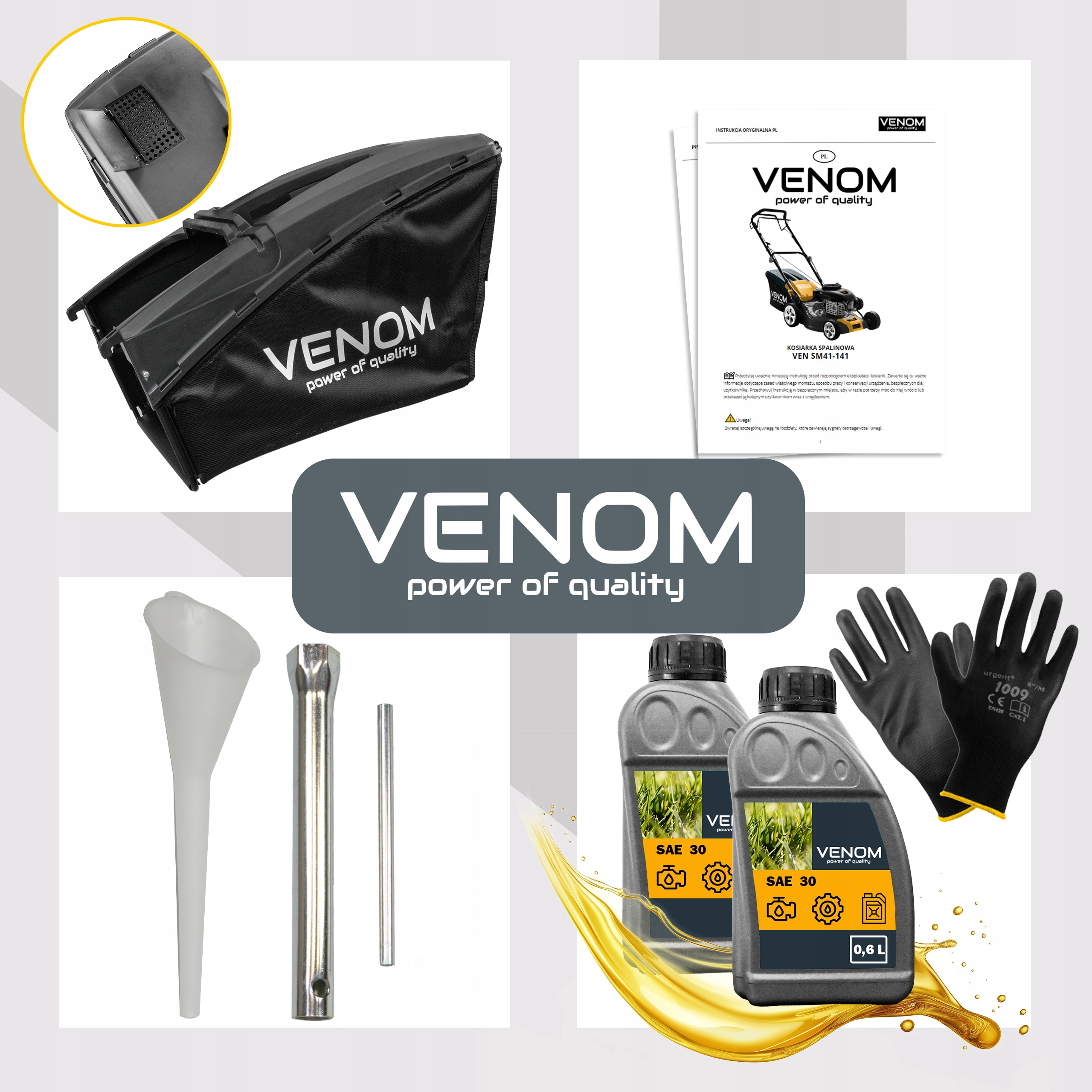 MOCNA KOSIARKA SPALINOWA VENOM 41CM POTĘŻNY SILNIK Z NAPĘDEM ZESTAW 9W1 XXL Kod producenta VEN SM41-141 II