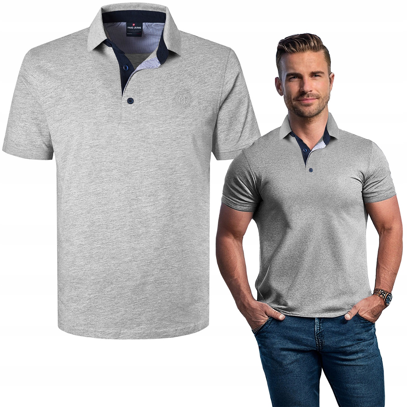 polokošile Pánské Popelavé Hrubá Bavlna Daso Elegantní Pako Jeans