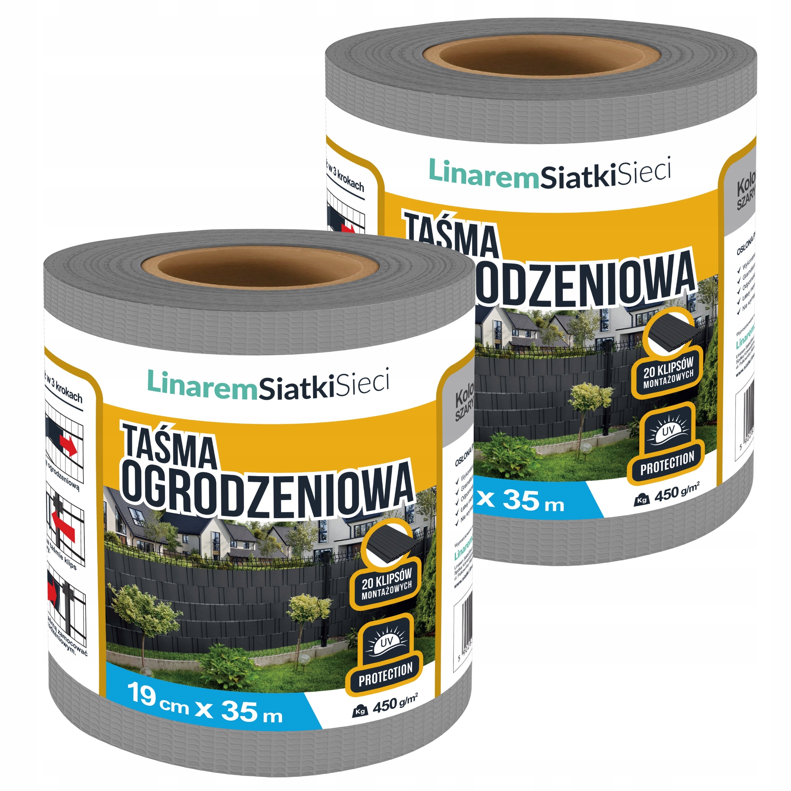 Stínící Panelové Pásy Šedá 19 cm x 35 m Kryt Na Oplocení Uv Sada 2 ks