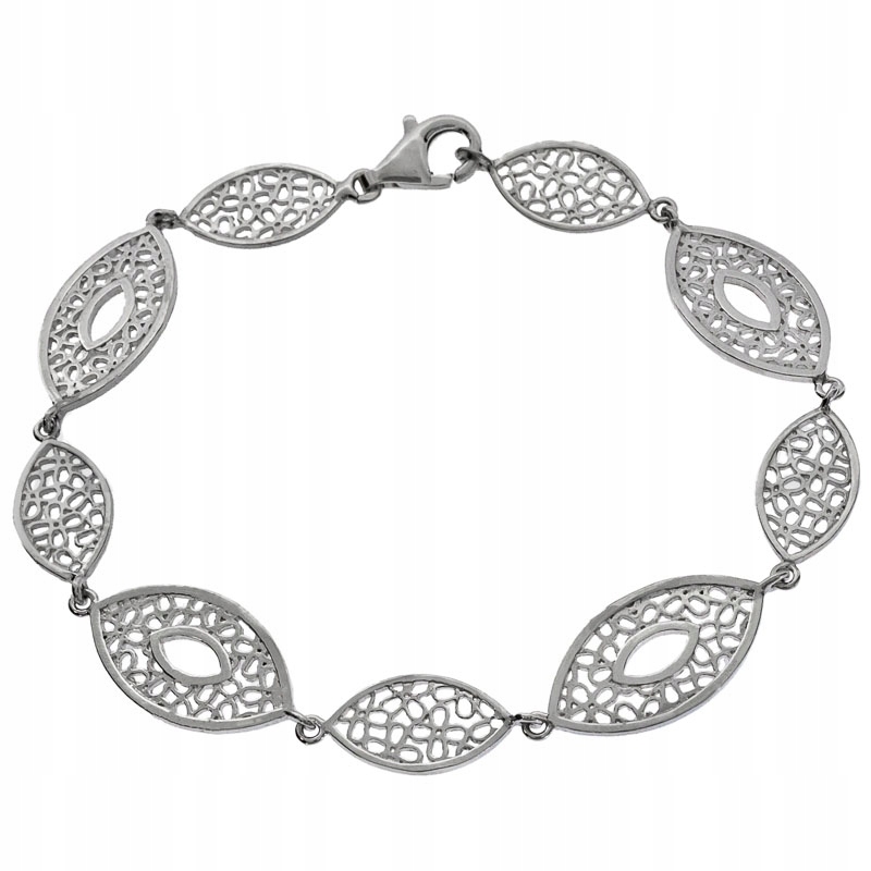 Stříbrný Náramek S Prolamovanými Slzami, Květy, Stříbro 925