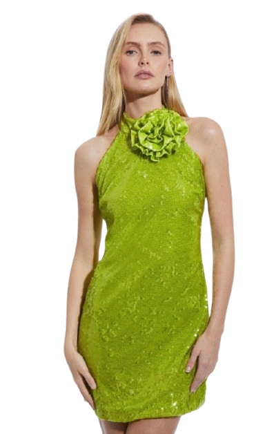 Karen Millen Šaty Mini Zelená S Flitry Koktejlová 40 B1F