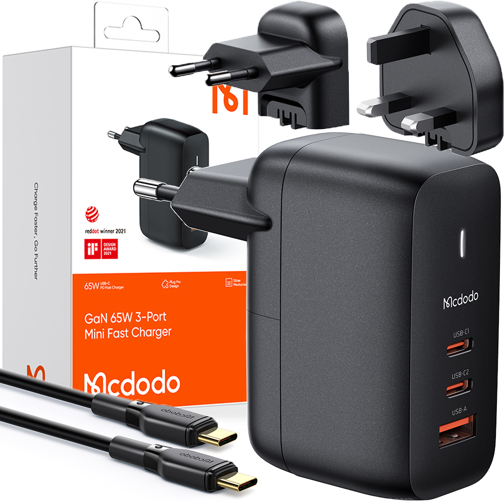 

Mcdodo GaN 3.0 Szybka Ładowarka Usb-c Pd Usb-a 65W