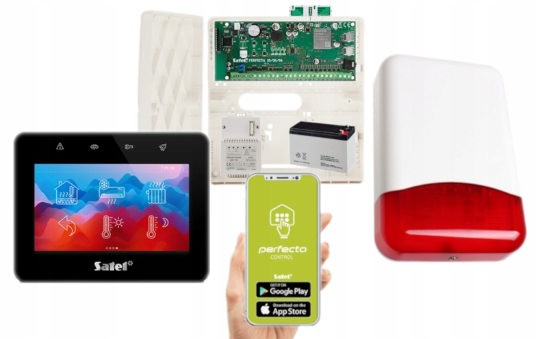 Zestaw Do Domu Alarm Satel Perfecta 64 M Lte Panel Dotyk Aplikacja Android