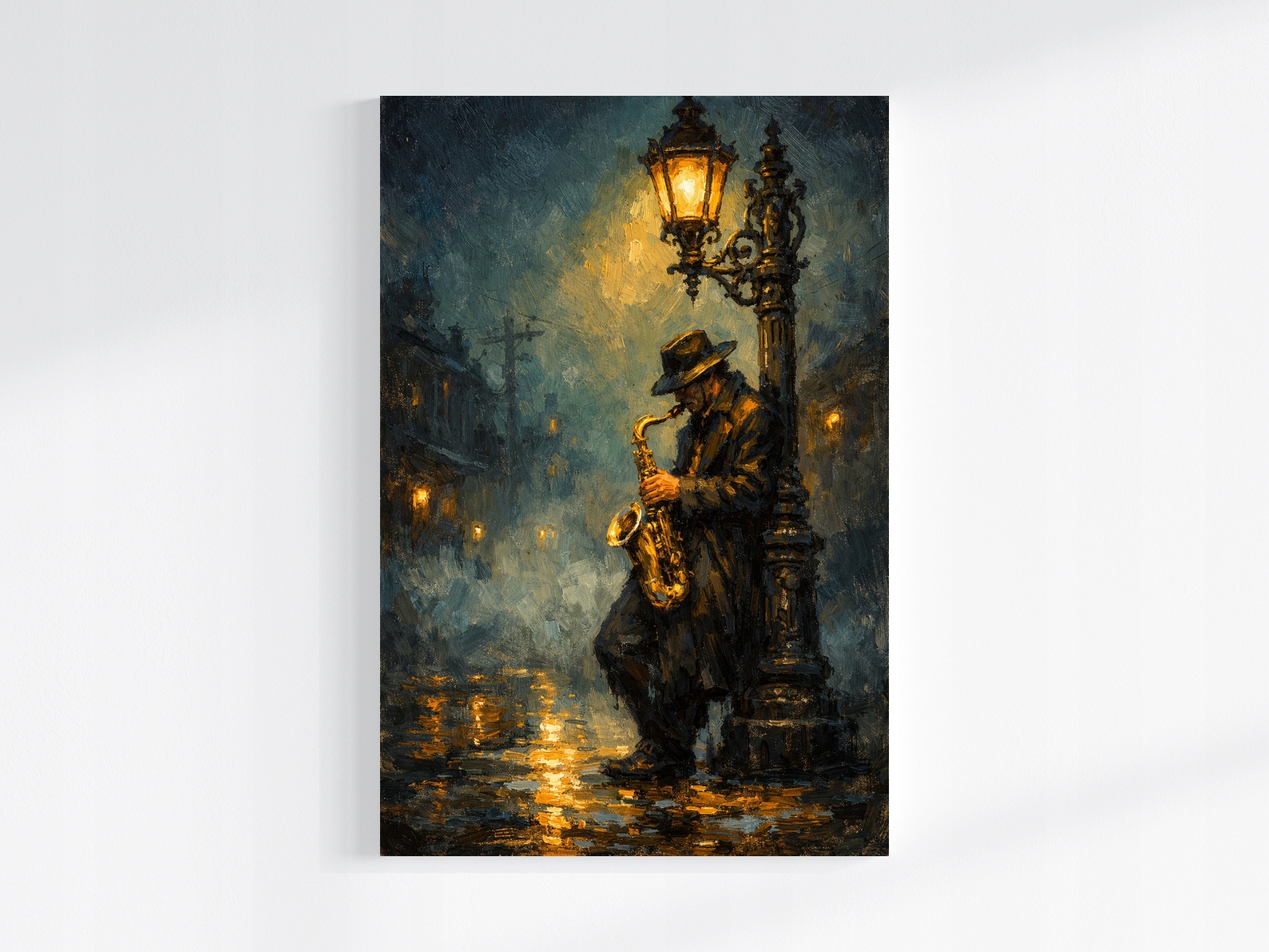 Obraz Na Plátně Canvas Město Noc Ulice Hudba Muž Saxofon 80x120