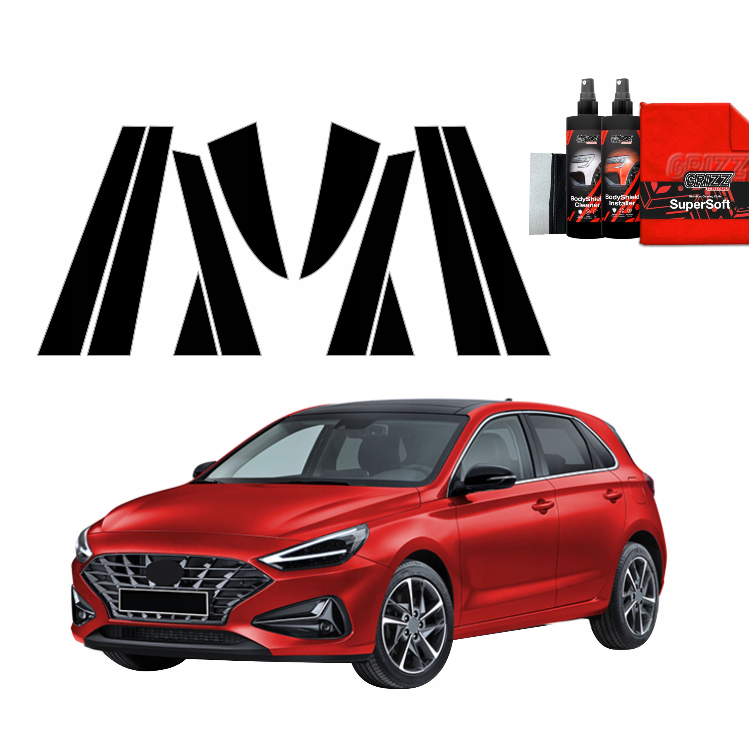 10v1 Černá fólie na sloupky pro Hyundai i30 Hatchback (2020-2025)