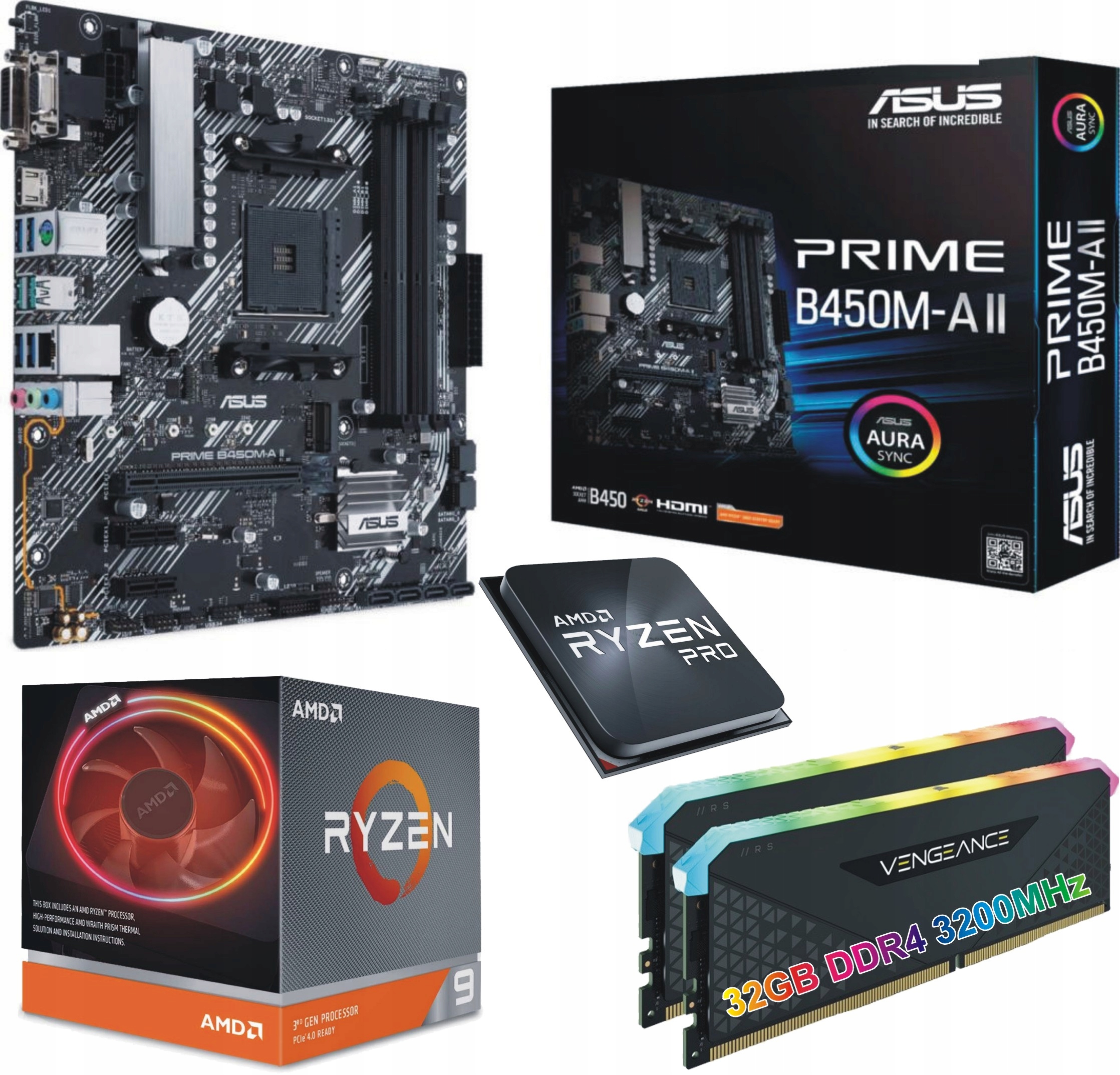 Sada Procesor Amd Ryzen 9 AM4 doska 32 Gb DDR4