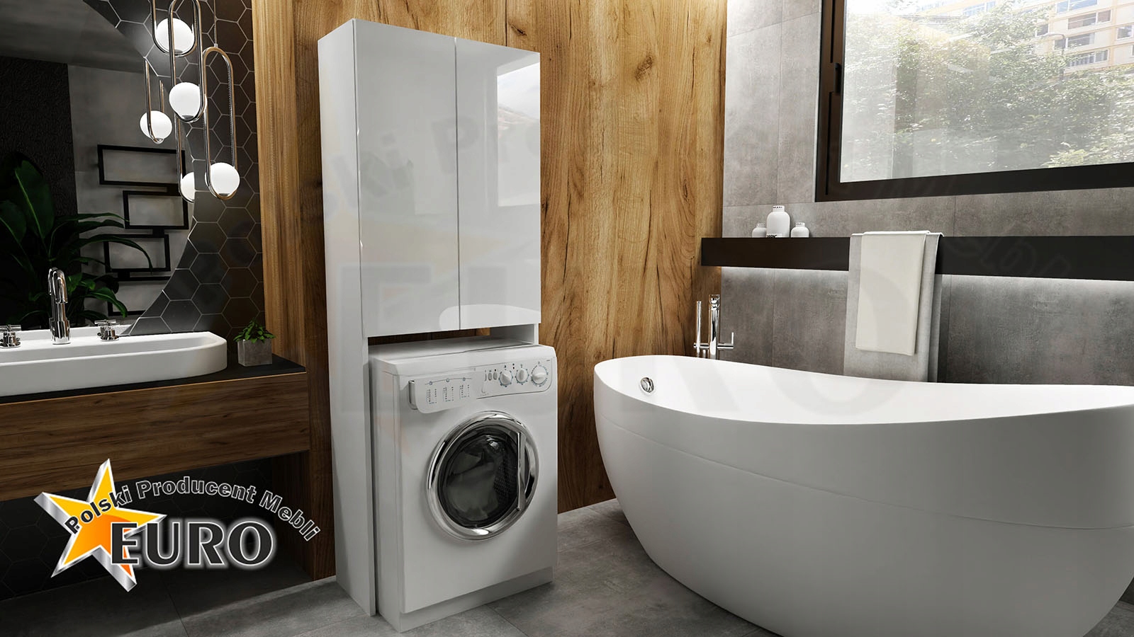 Praktyczna Szafka nad pralkę BIAŁY POŁYSK Kod producenta 5904335252507