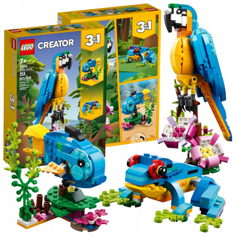 Lego Creator 31136 Egzotyczna Papuga Żaba Ryba 3w1