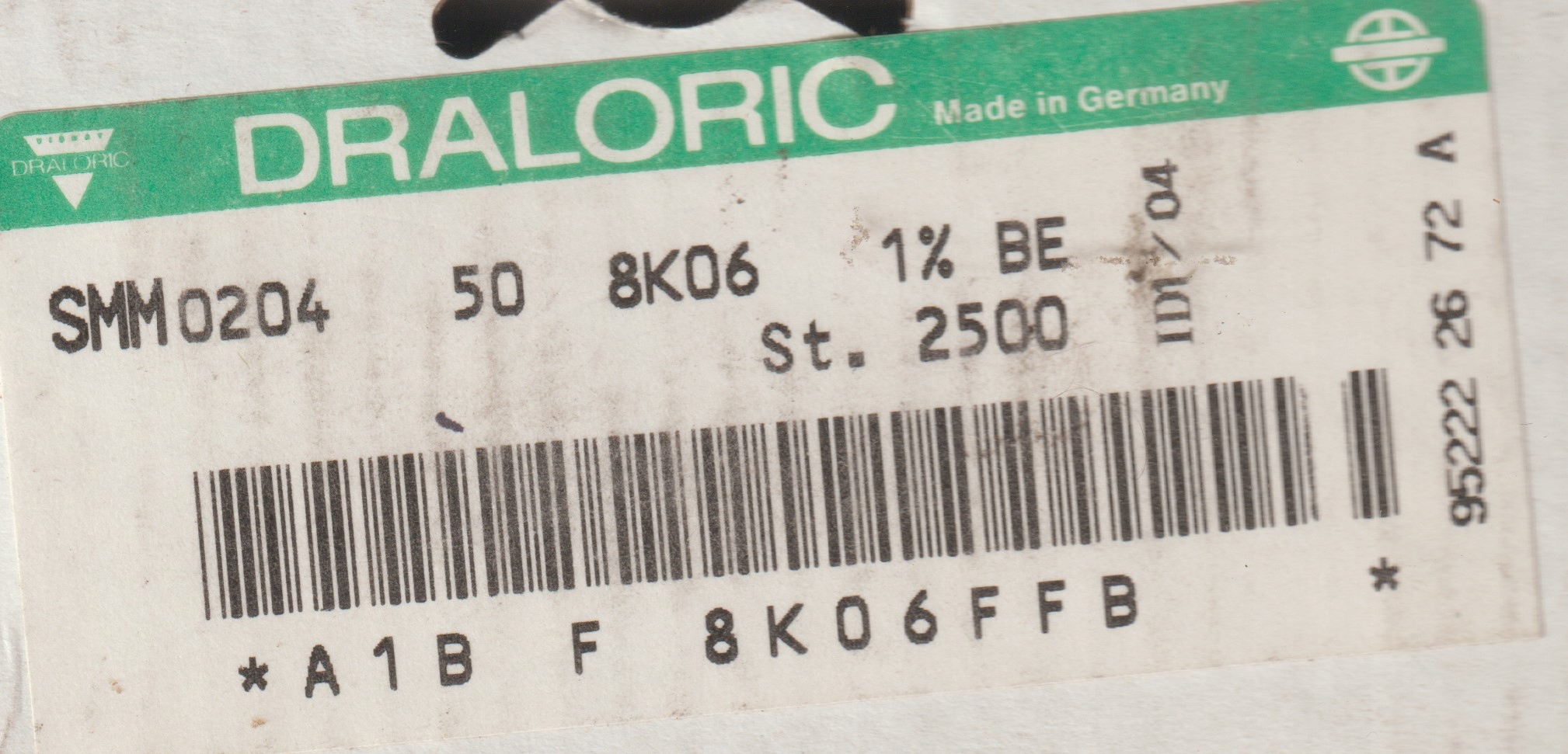 [100szt] 8K06 1% 50ppm rezystor Smd minimelf SMM0204 Draloric low noise