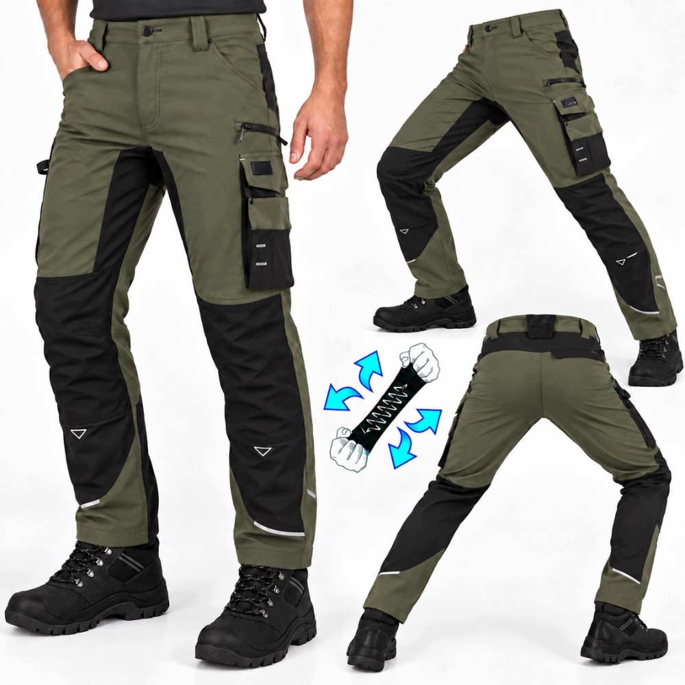 Elastické softshellové pracovní kalhoty Voděodolné, pružné Spandex Bozp 48