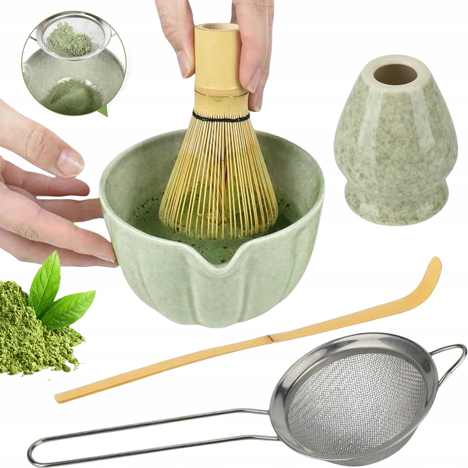 Bambusová metlička 5 ks Metla na matchu Matcha 5v1 Prémiová sada