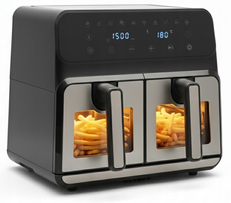 Frytkownica Beztłuszczowa Dwukomorowa 9L XXL 2400W Air Fryer 10 Programów