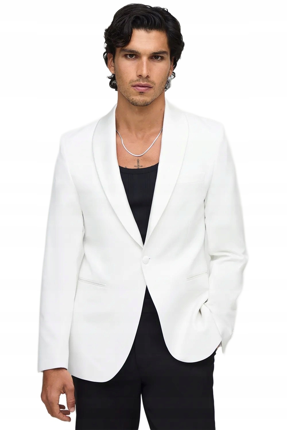 Boohooman Bílá Sako Se Zapínáním Na Knoflíky 40 Z3A