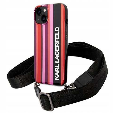 Karl Lagerfeld Color Stripes Strap – Pouzdro pro iPhone 14 (růžové)