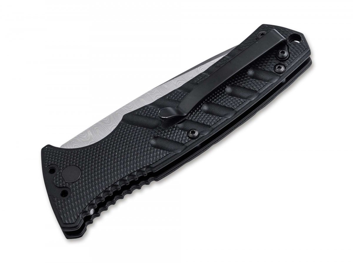 Nůž Boker Plus Strike Damast, čepel 8.2 cm, černý hliník