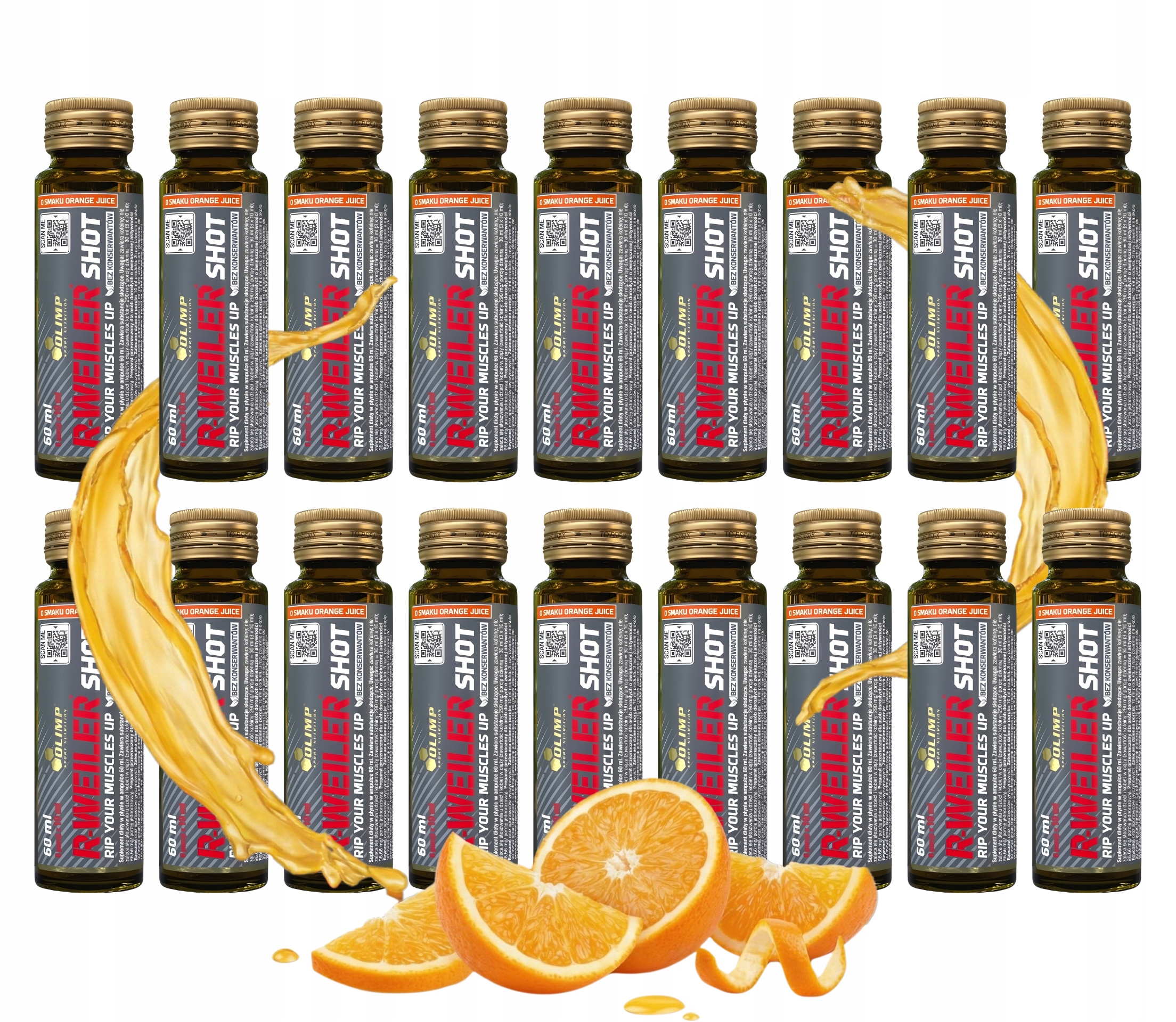 Sada 18 x Olimp R-Weiler Shot Předtréninkový Pomeranč Energia 60 ml