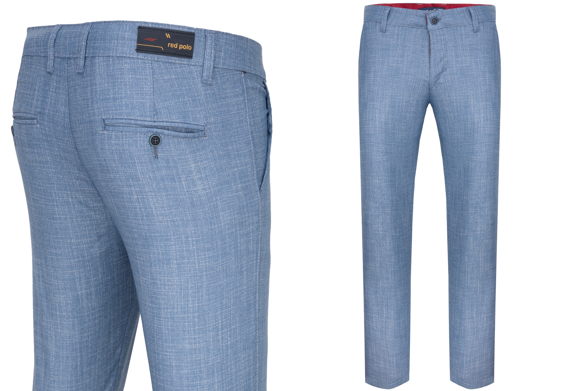 Pánské Kalhoty Elegantní Modré Casual Struktura Len Jednoduché 40/34