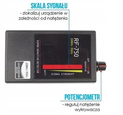 WYKRYWACZ KAMER LOKALIZATORÓW GPS I PODSŁUCHÓW RF-750 Model RF-750