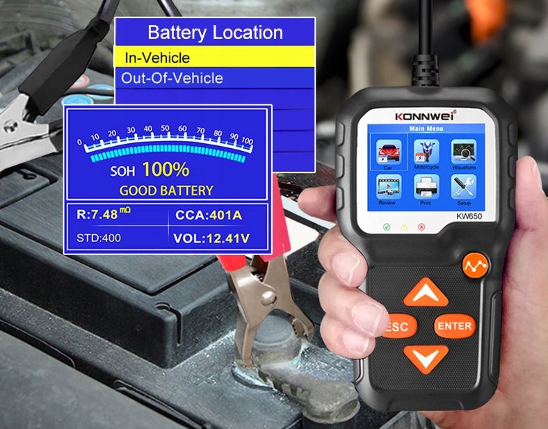 TESTER AKUMULATOROW BATERII Konnwei 6V 12V KW 650 EAN 5903815302213