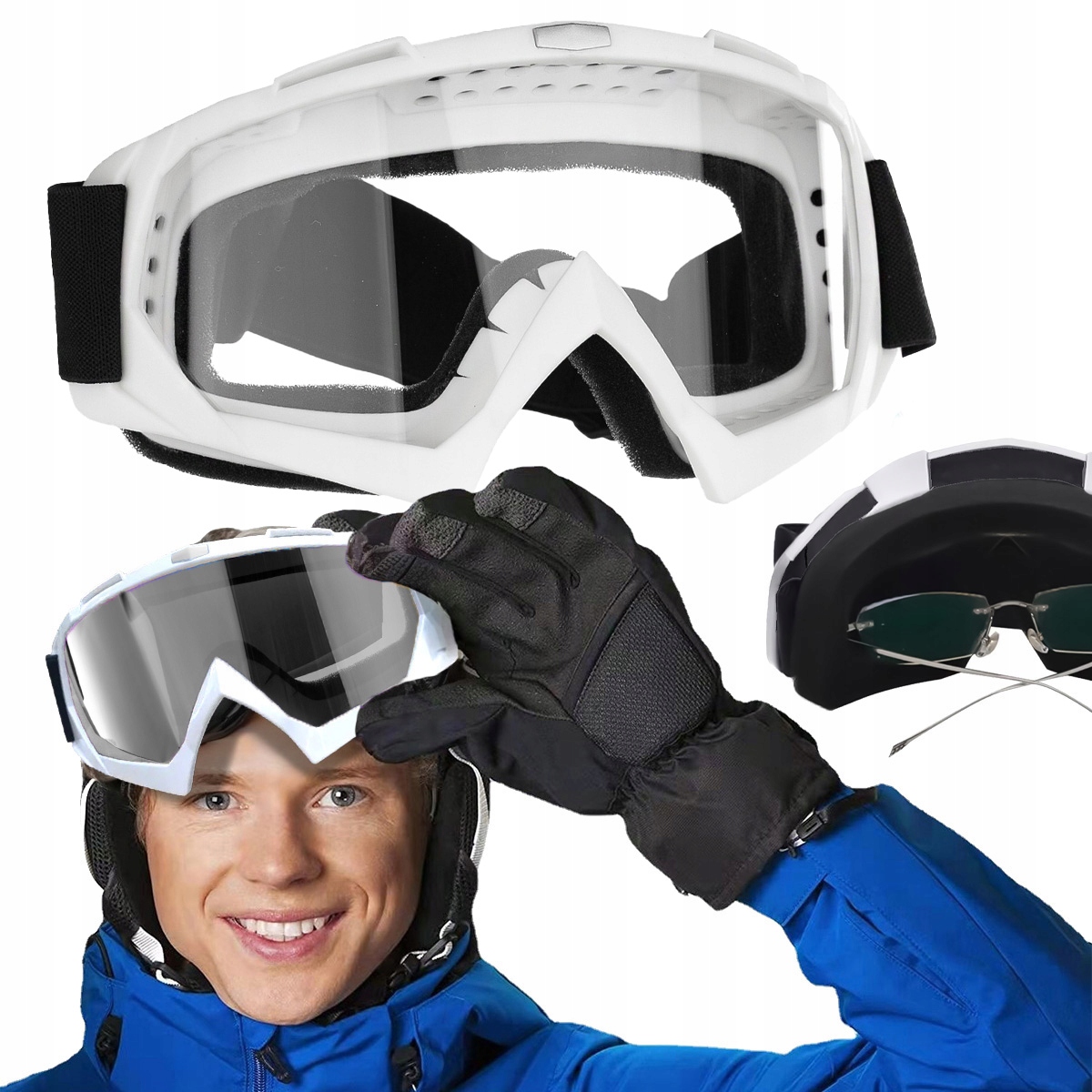 Gogle Narciarskie Okulary Na Narty Snowboard Zima Wiatroszczelne Antypara