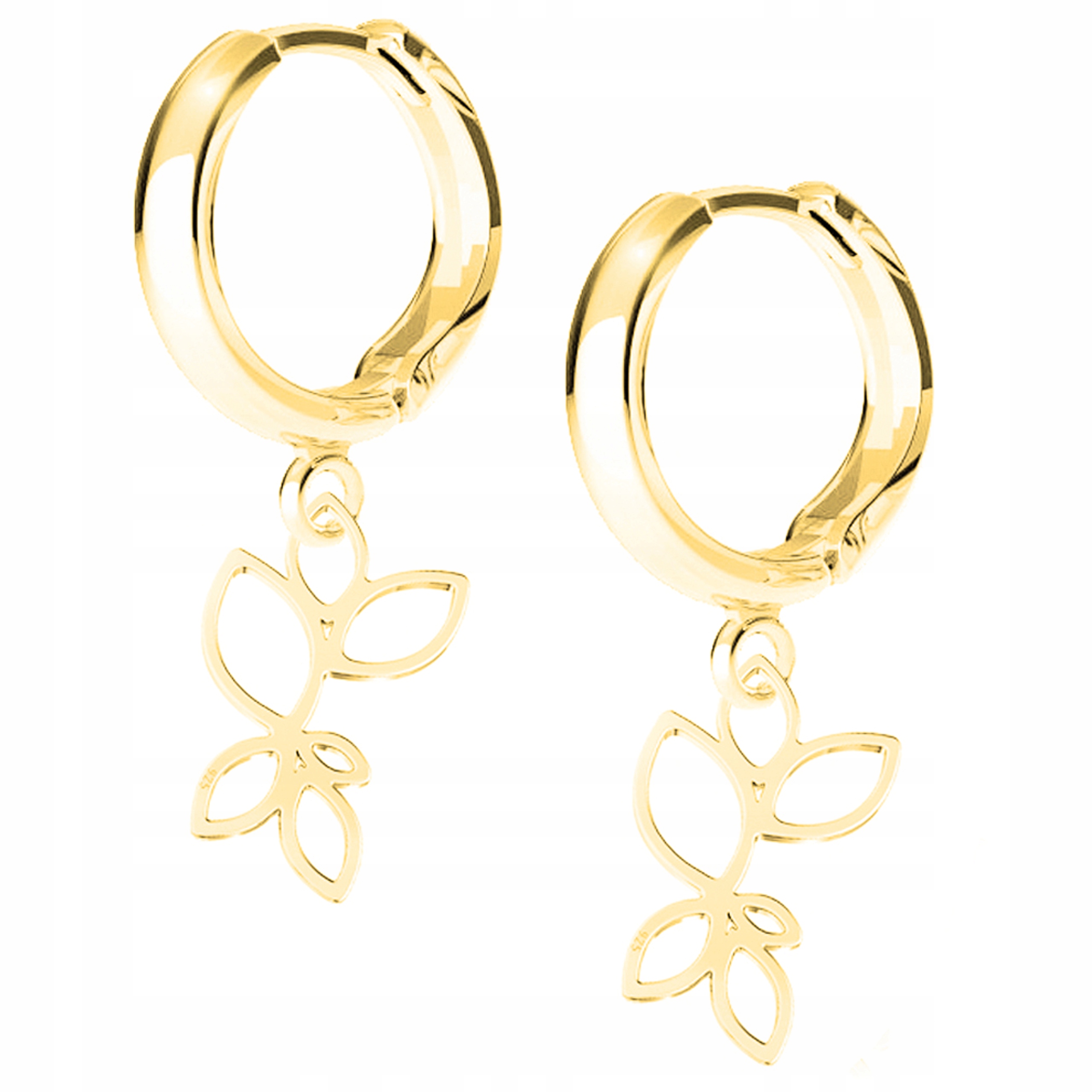 Náušnice zlaté Listy List Příroda 925