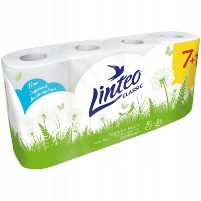 

Papier toaletowy Linteo 2w biały miękki 8 rolek