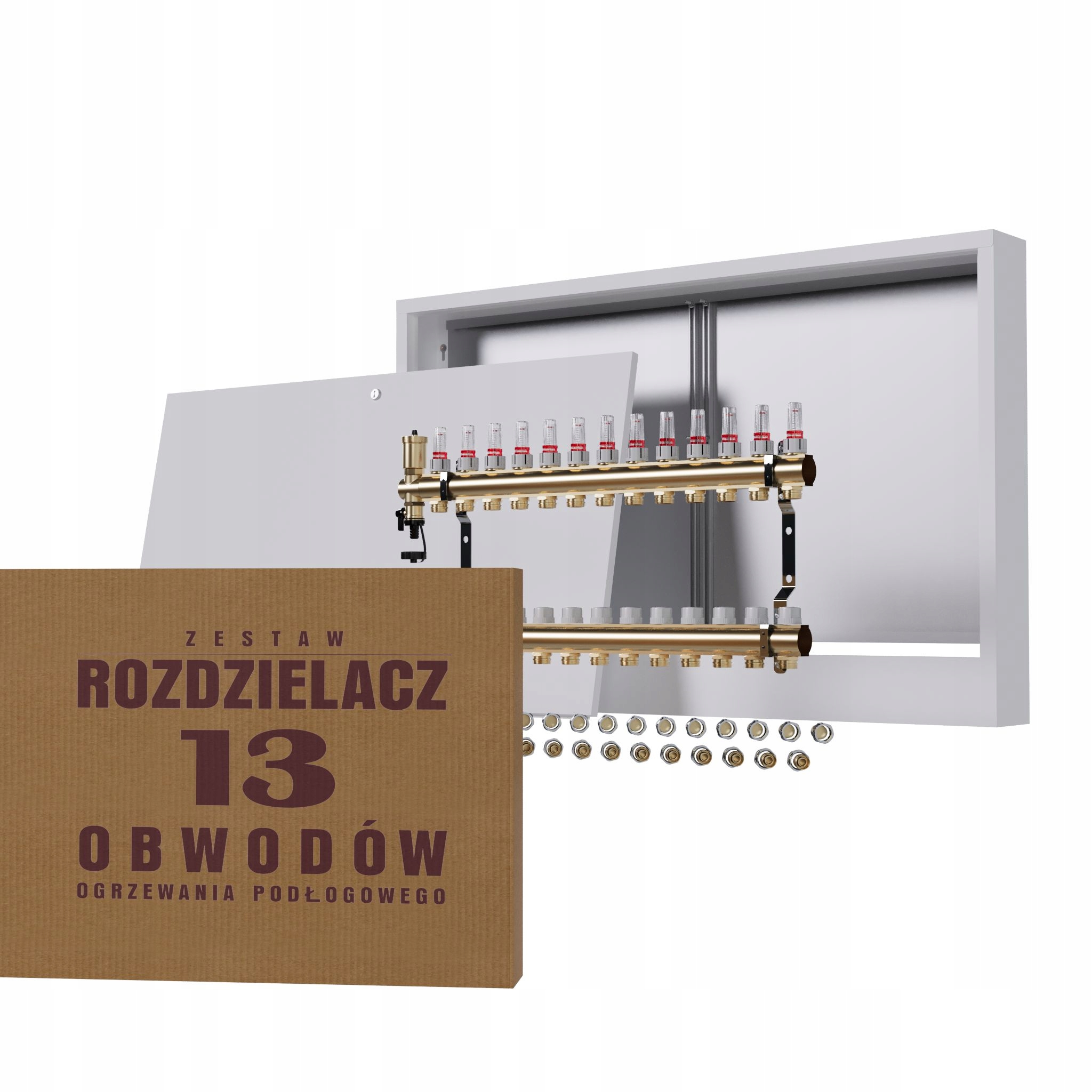 Rozdělovač pro podlahové vytápění 13, nástěnný box Pex