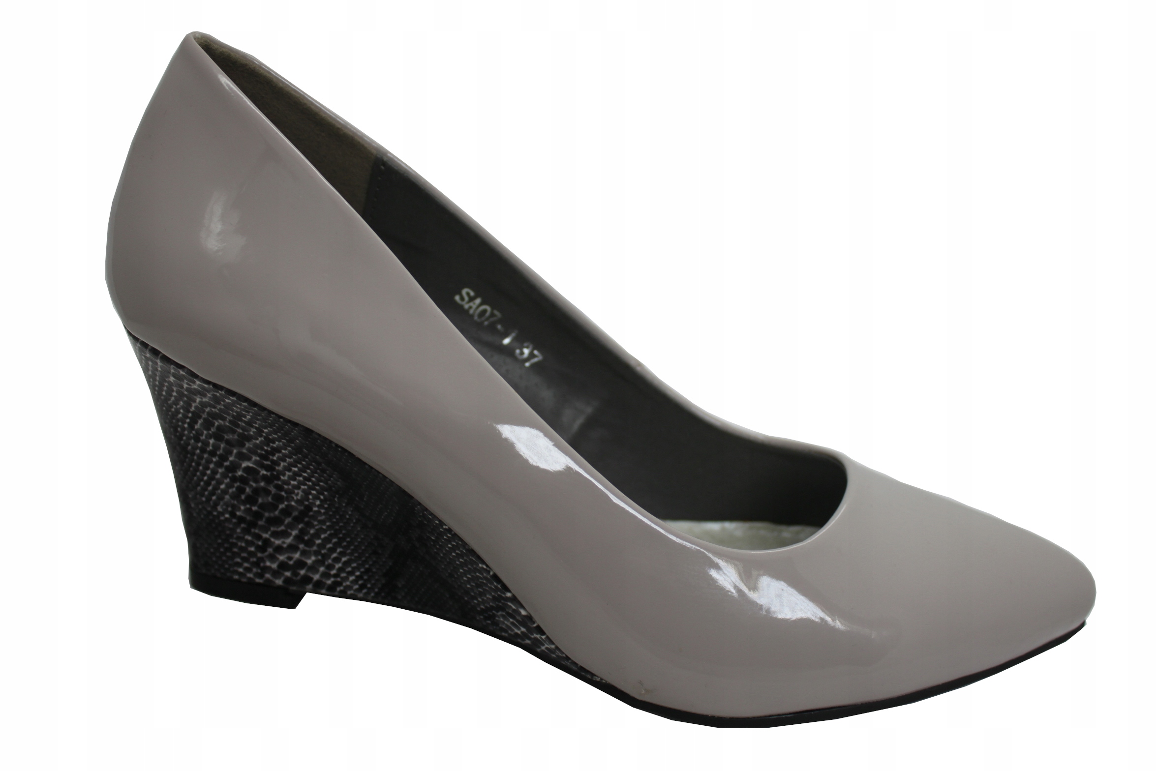 

Jezzi półbuty damskie koturn szare lakier 38