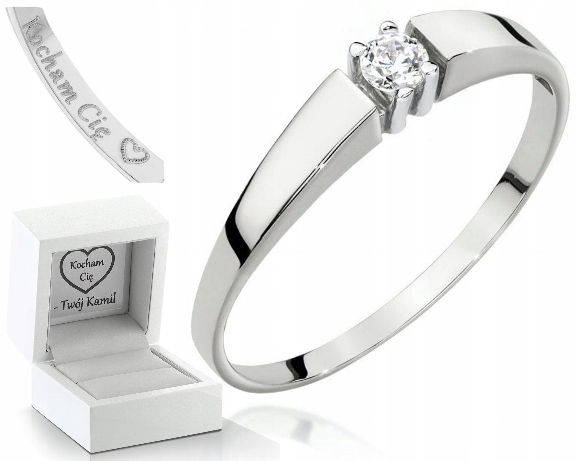 Bílé Zlato Prstýnek S Brilianty Na Zásnuby 585 Jako Dárek K Gravírování