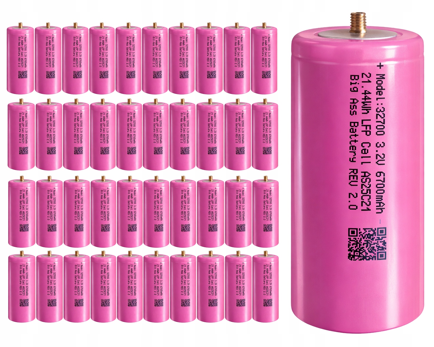 Článek LiFePO4 32700 3.2V 6700mAh baterie Lfp 21.44Wh nabíjecí baterie 32 kusů