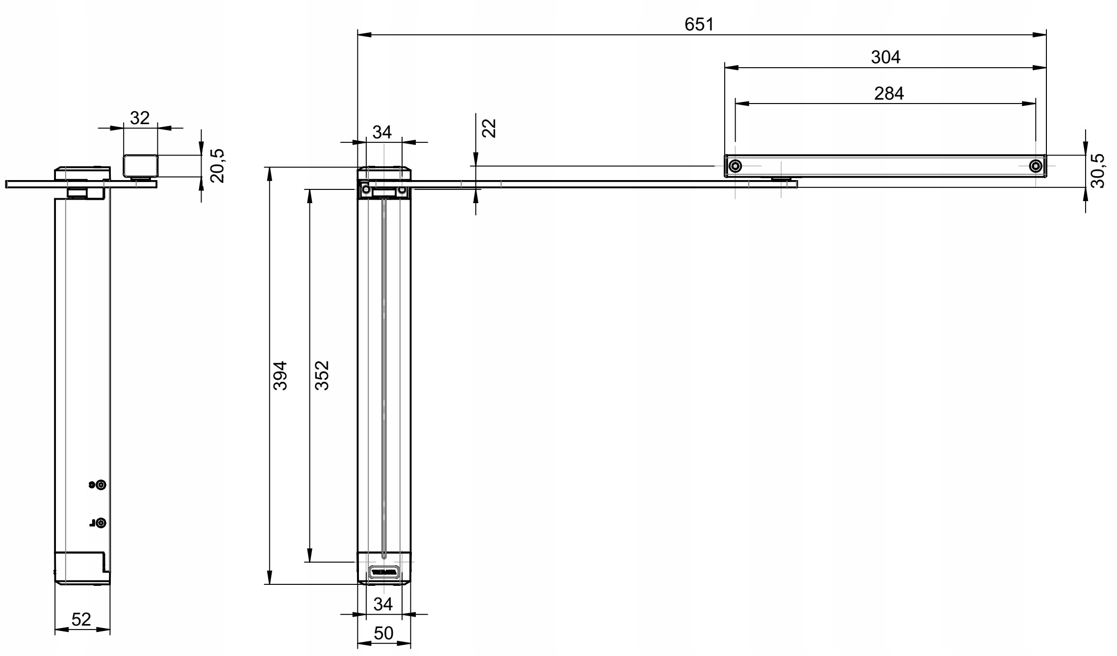 samozamykacz do furtki Assa Abloy DC630G-L z szyną, czarny RAL 9004 Kod producenta DC630G
