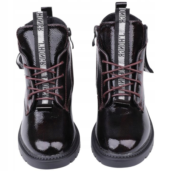 Botki dziewczęce na zamek ocieplone płaskie bordo Bohater / Bajka Inny