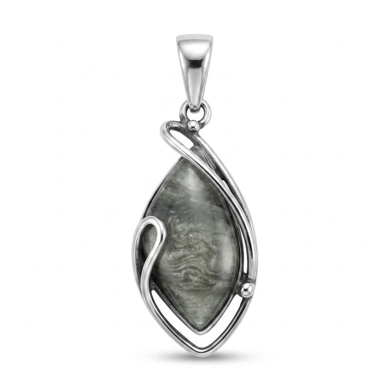 Stříbrný přívěsek 925 s šedým kamenem, oxidovaný, dámský, boho, stylový