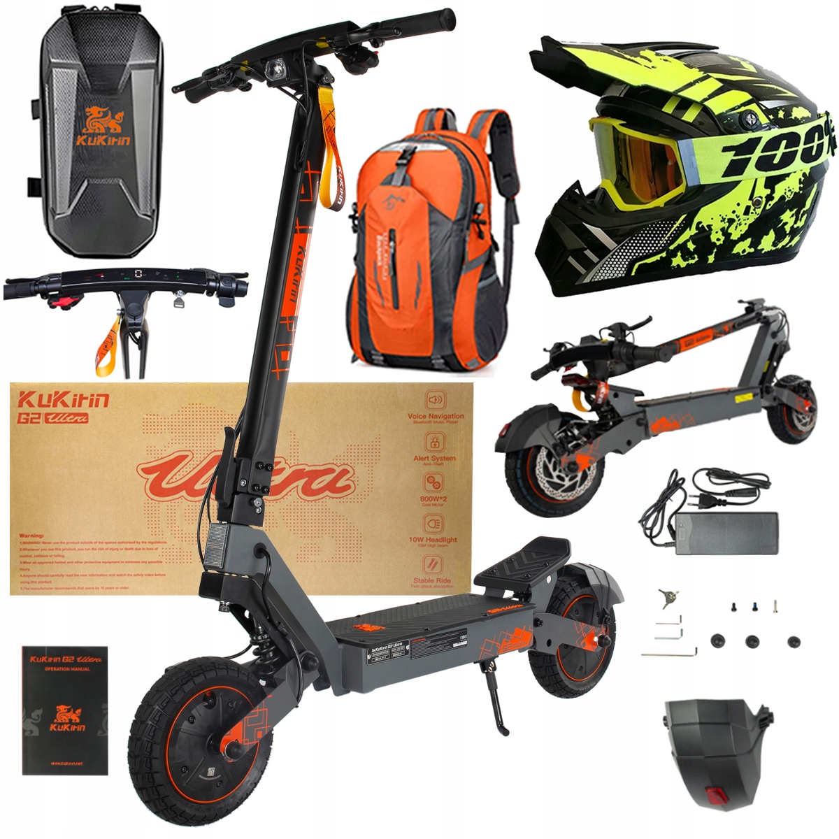 Kukirin G2 Ultra elektrické vozidlo 2000W 55km/h 55KM 48V18Ah 10" dárky