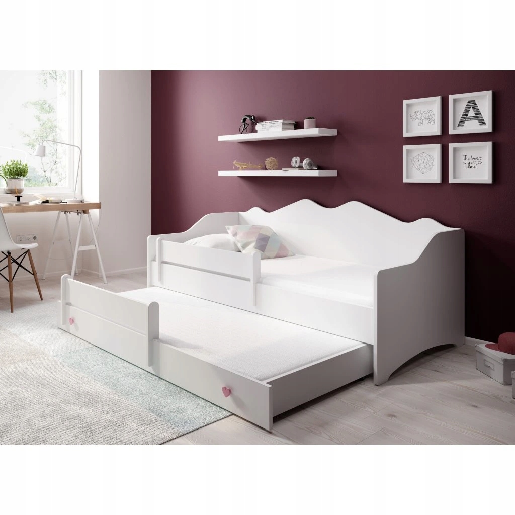 Łóżko podwójne z materacami EMKA II Pink, White 160x80 — 11