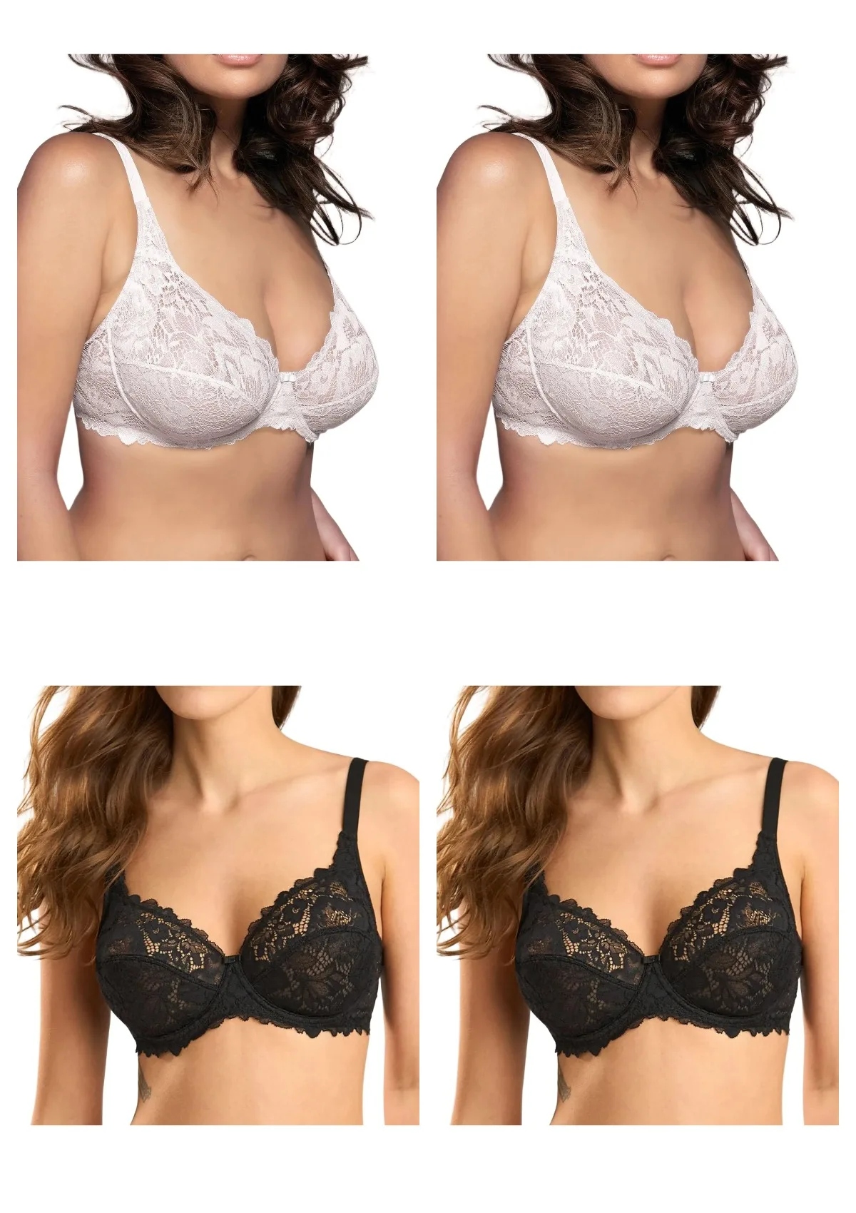 Lormar Curvy 400L podprsenka 4 ks 2x bílá 2x černá 70C