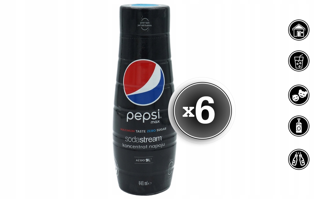 6x SYROP KONCENTRAT PEPSI MAX DO SATURATORA SODASTREAM 9L NAPOJU z 440ml Marka SodaStream