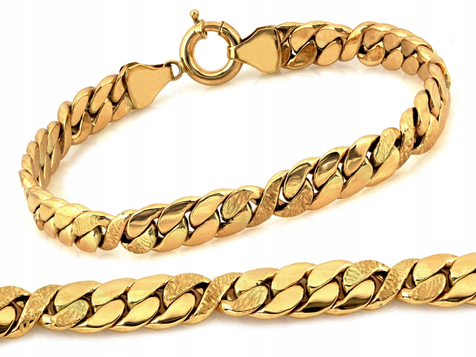 Zlatý náramek široký 585 14k 9.17g velikost 19 propletený zdobený