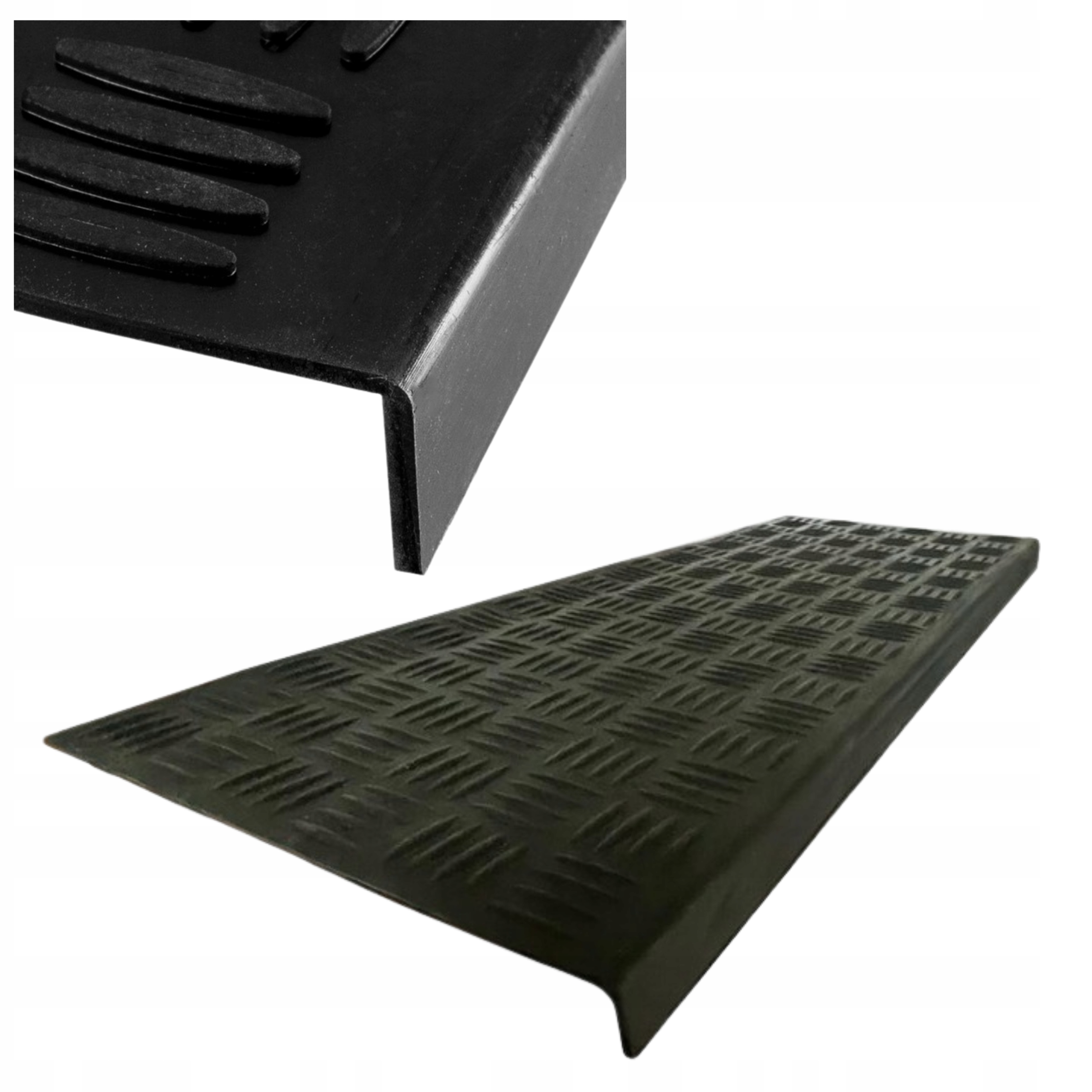 5 x Gumová Podložka Na Schody Černá Protiskluzová Na Vnější Straně