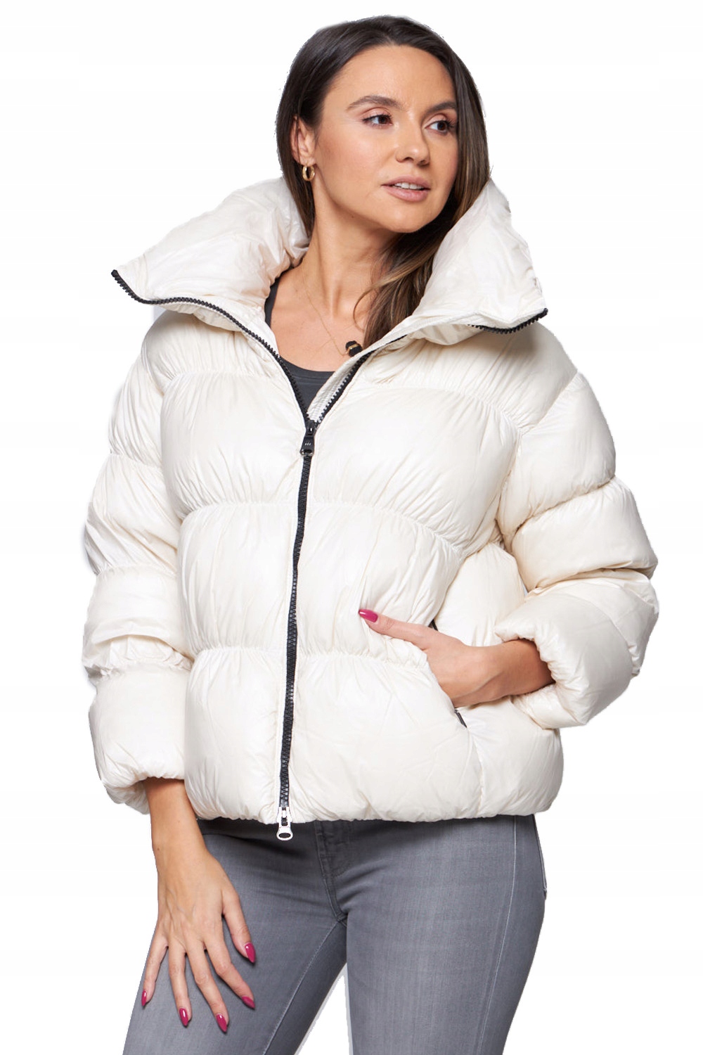 Hetrego Ecru krátká péřová bunda Ila 34EU/38IT