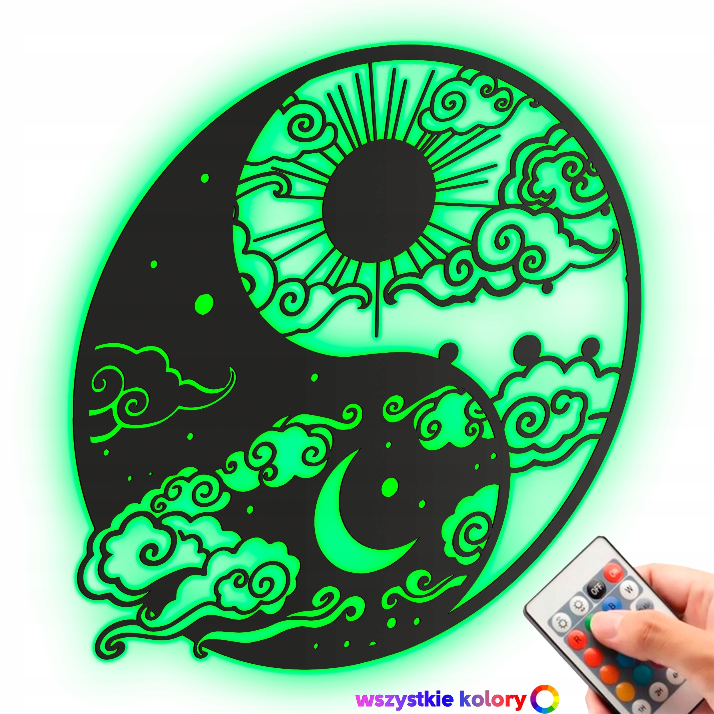 Dřevěný obraz Yin Yang ve stylu loftu Nástěnná Dekorace Noční Lampa Led