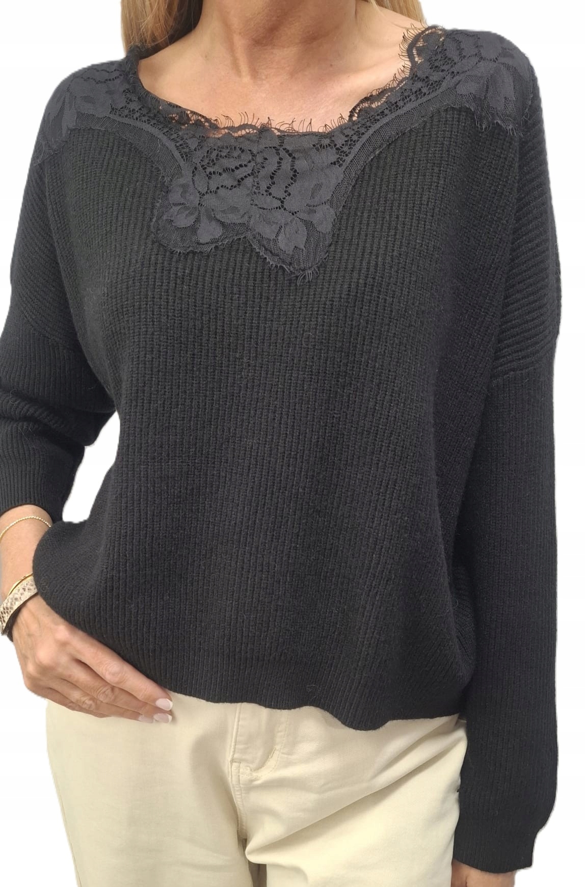 Lemonada Svetr s krajkou, černý