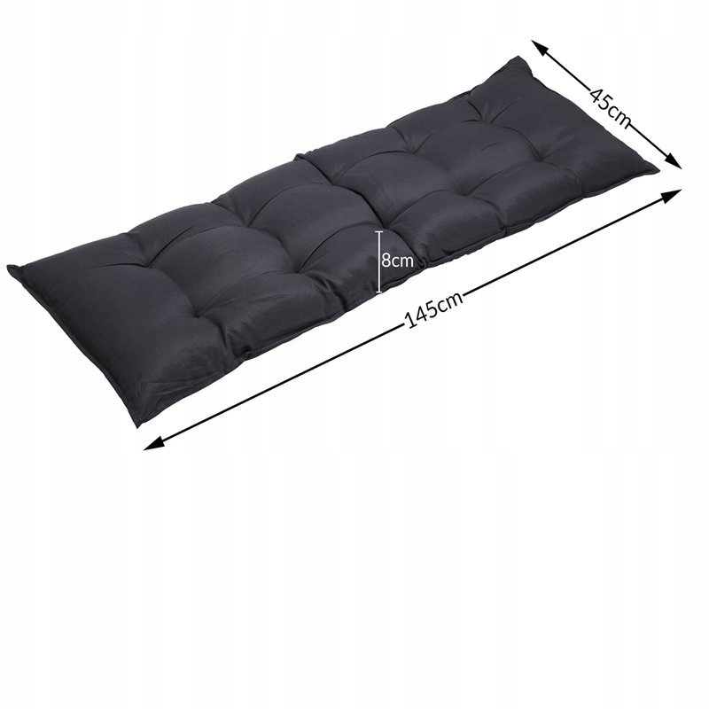 MATERAC PODUSZKA NA ŁAWKĘ ANTRACYT 145x45x8 Szerokość poduszki 45 cm